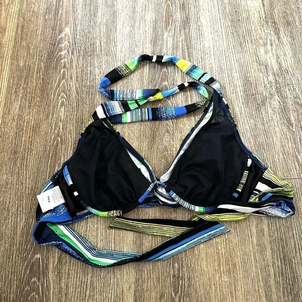 Jag blue and green stripe bikini bathing suit top Size undefined - Image 5