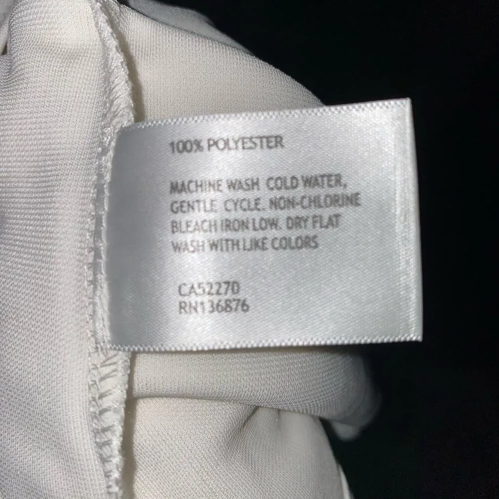 Blyse White Asymmetric Layered Hem Roll Tab Long Sleeve Split Neck Blouse Medium - Image 8