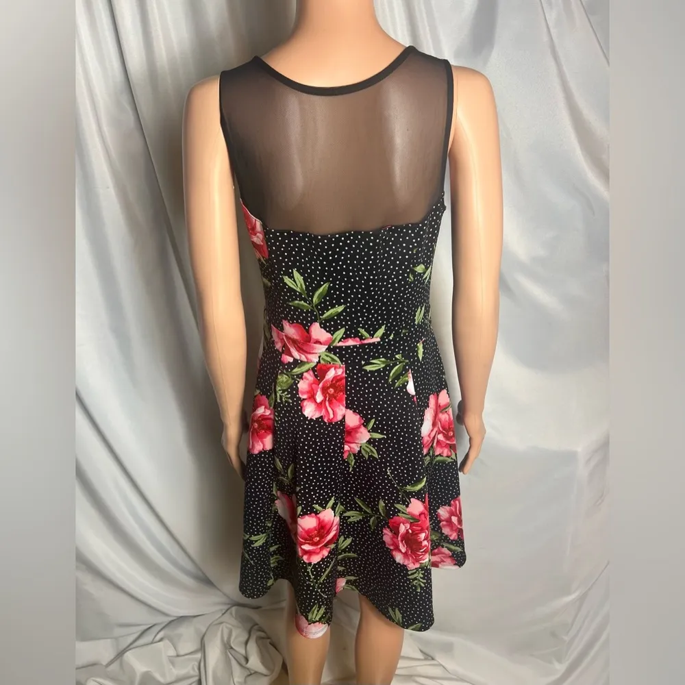 EnFocus Women’s Flowy Polka Dot Floral Knee Length Sweetheart Mesh Dress Size 8 - Image 3
