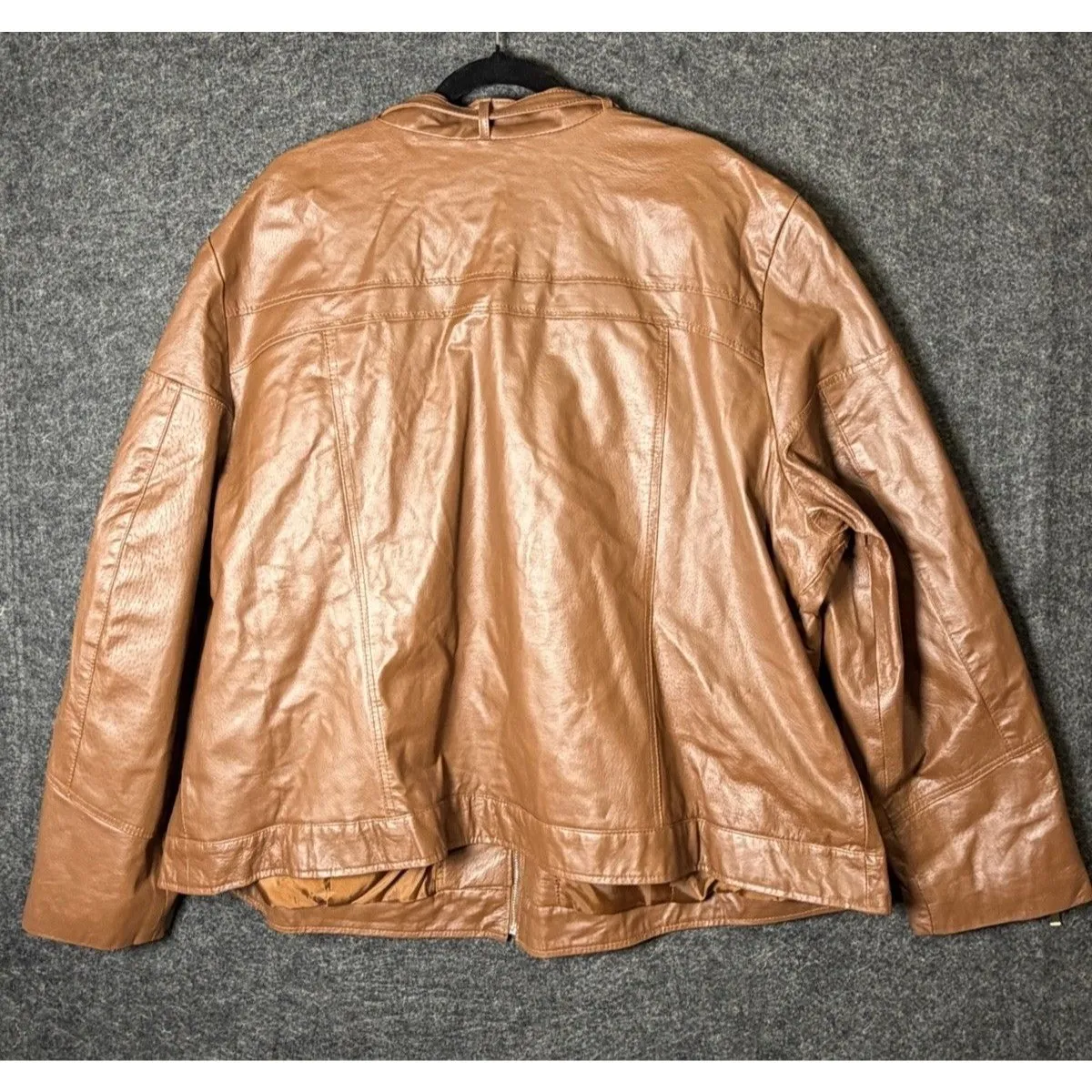 Jessica London Women's Brown 100% Leather Biker/Moto Jacket - Size 28 Plus - Image 4