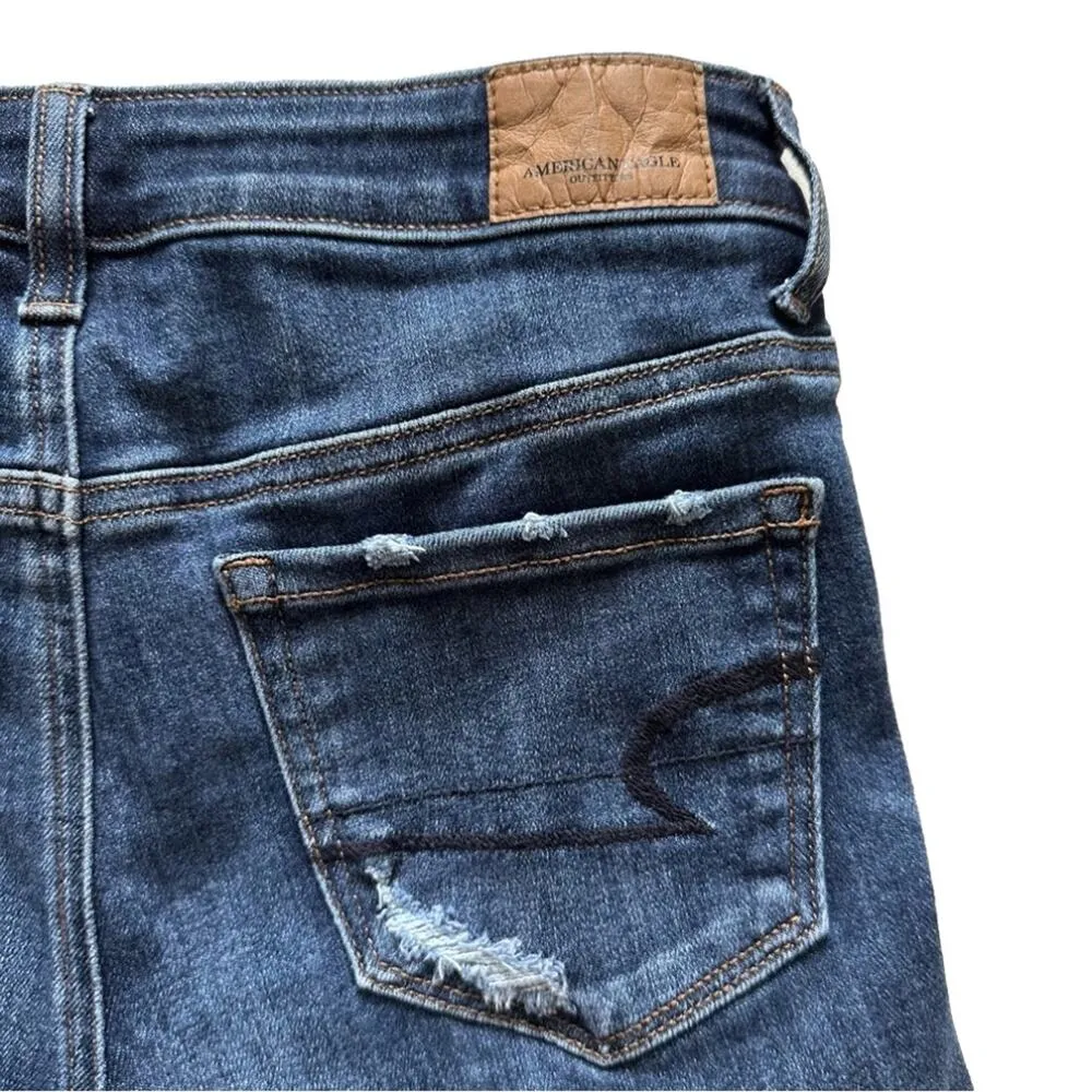 American Eagle Jean Shorts Next Level Stretch Hi Rise Shortie Distressed Size 0 - Image 9