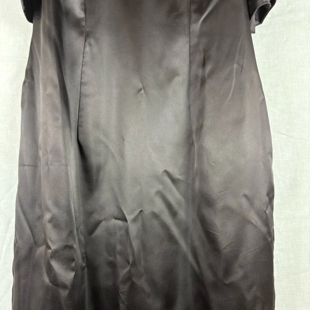 Vintage Black Satin Puff Sleeve Prom Dress With Bow Size 10 - Image 5