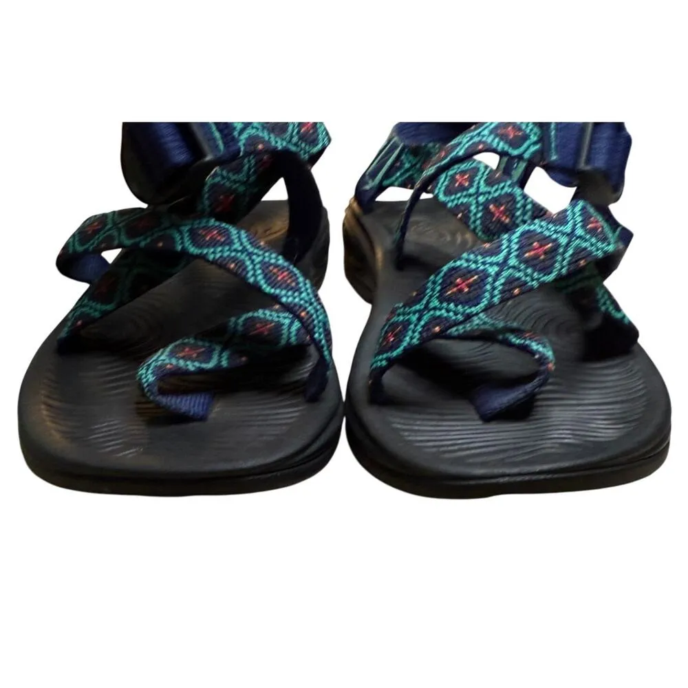 Chaco Womens Z/Volv 2 Toe Loop Sandals Mosaic Cobalt Blue Black Size 7 - Image 4
