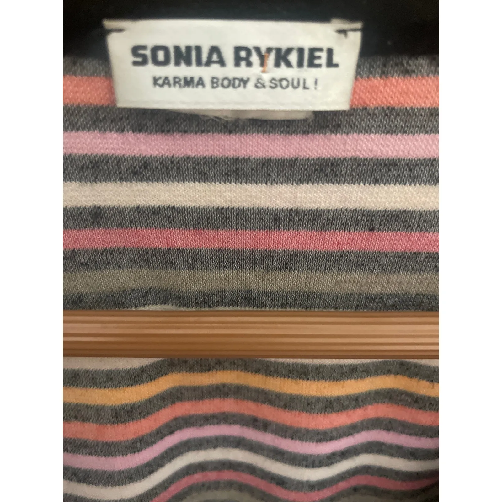 Vintage Y2K SONIA RYKIEL Striped Single Button Cardigan Velour Velvet S M Black - Image 5