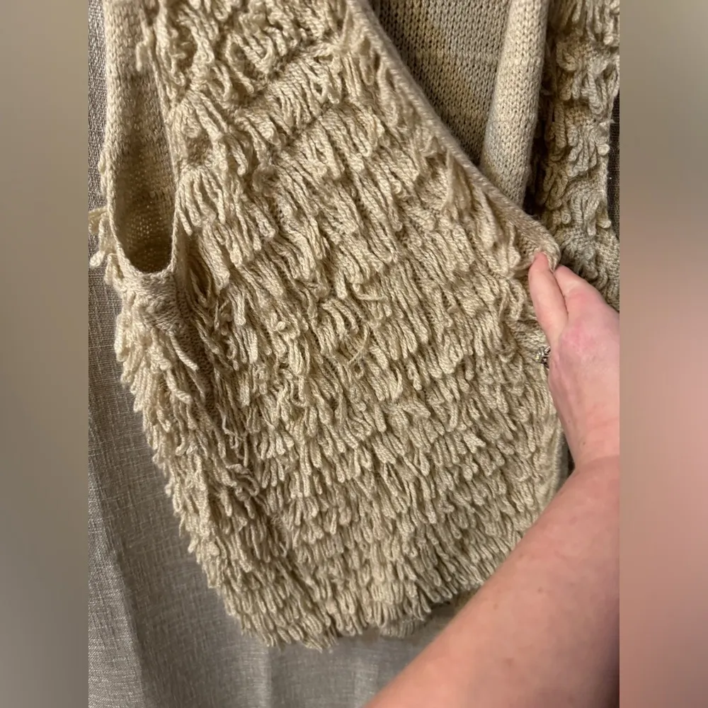 Cato tiered fringe sweater vest cream color size XL - Image 5