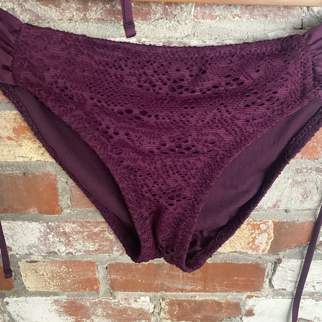 Mossimo Supply Co. Deep Purple Lace string Bikini Bathing suit Size L Size L - Image 2
