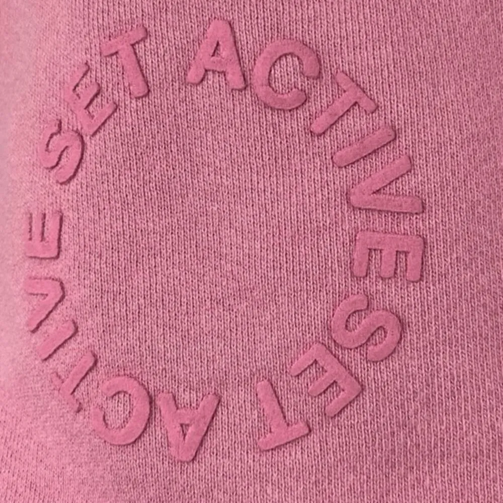 Set Active Pink Fleece Sherpa Lined Pull On High Waisted Sweat Shorts Size S - Image 4