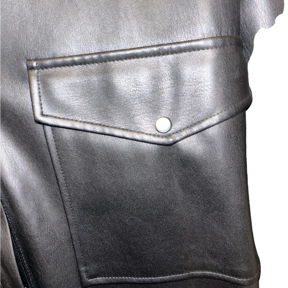 12th Tribe Owen Black Vegan
Leather Shirt Jacket m/l - Image 2