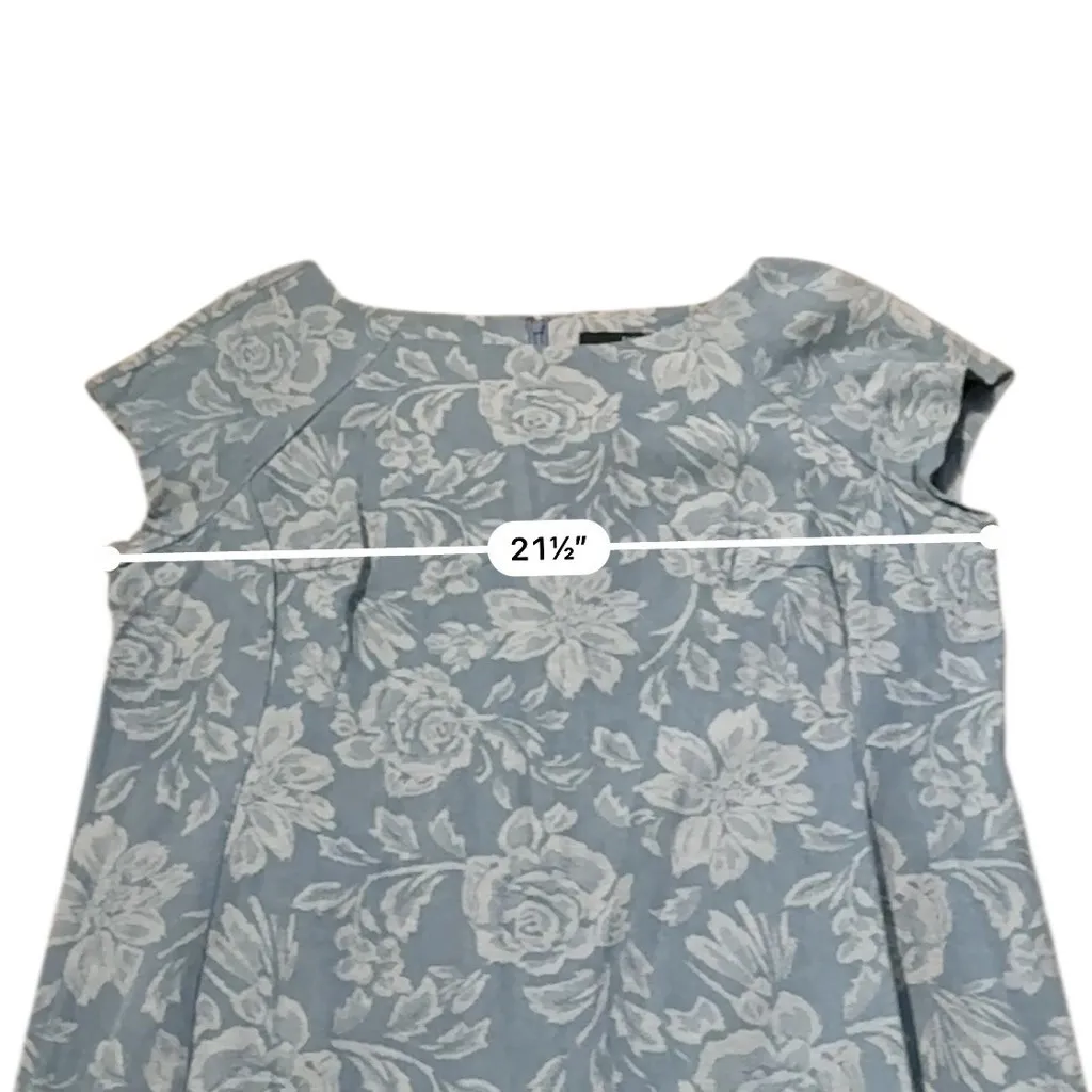 Ice Floral Jacquard Sheath Dress Women's 18W Blue White Cap Sleeve Textured - Image 5