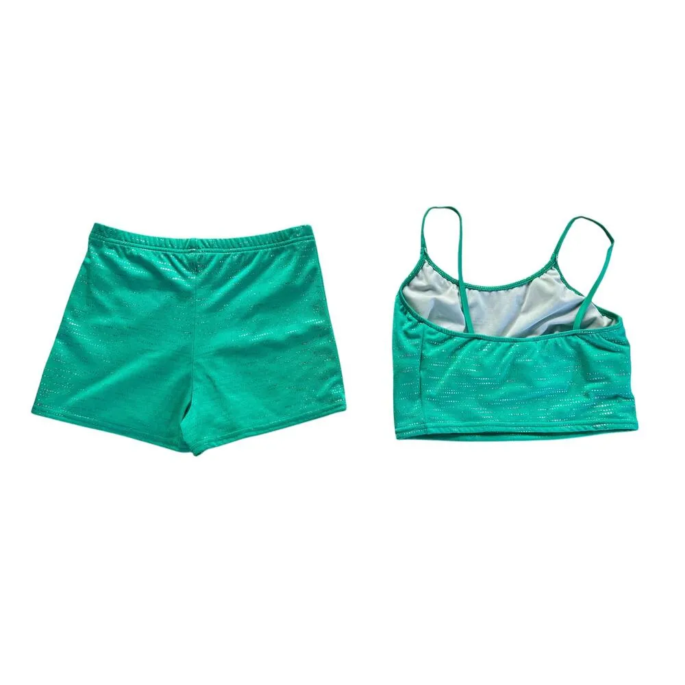 Venus Vintage Swim Wear Bundle Lot 2 pcs Tankini Top M Short M Green Metallic - Image 2