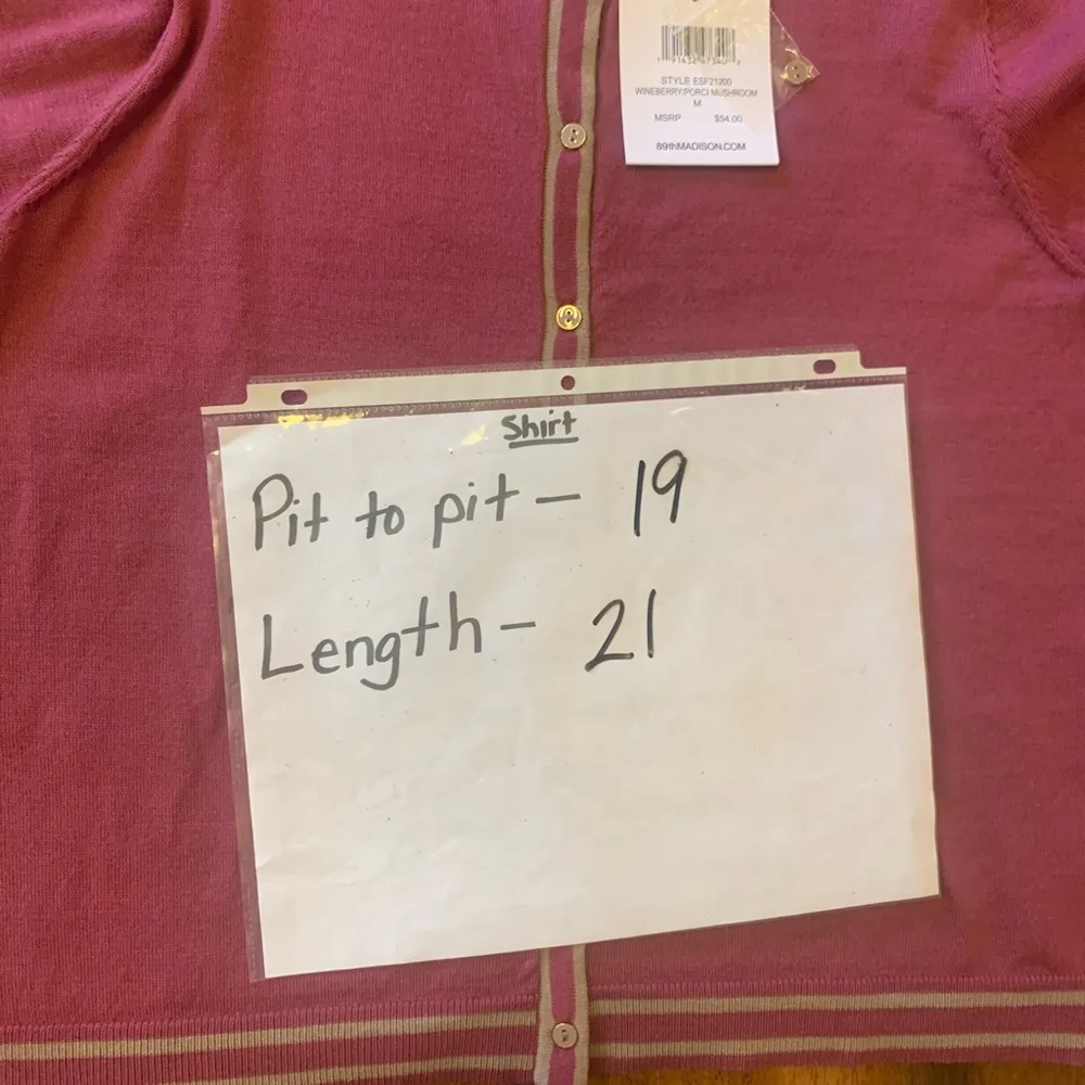 89th&Madison NWT Medium Button up Cardigan Wineberry Long Sleeves Soft Casual Pink - Image 5