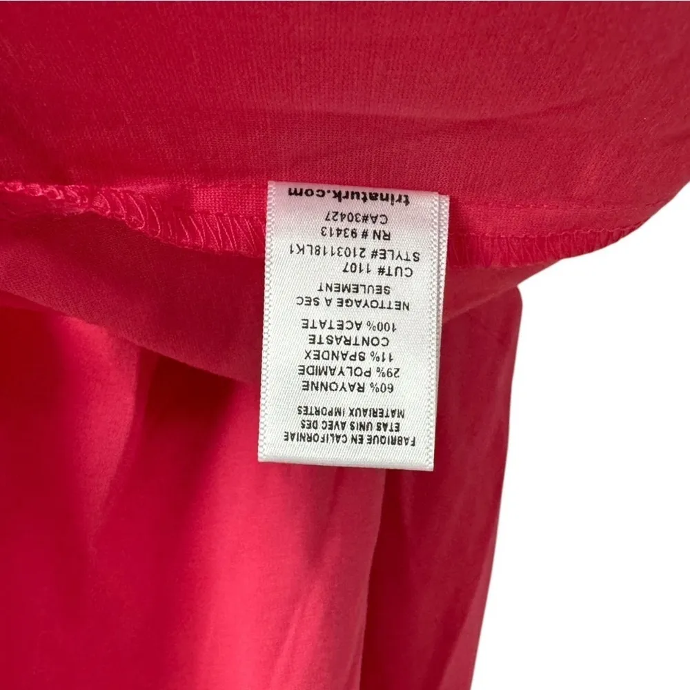 Trina Turk Isla 2 Boxy Cropped Embroidered Top‎ Watermelon Large Pink Shirt - Image 4