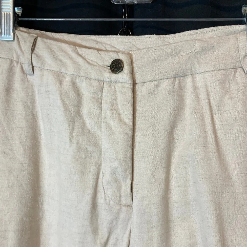 Cathy Daniels Linen Blend Beige Cream Capri High Rise Cropped Ankle Pants - Image 4