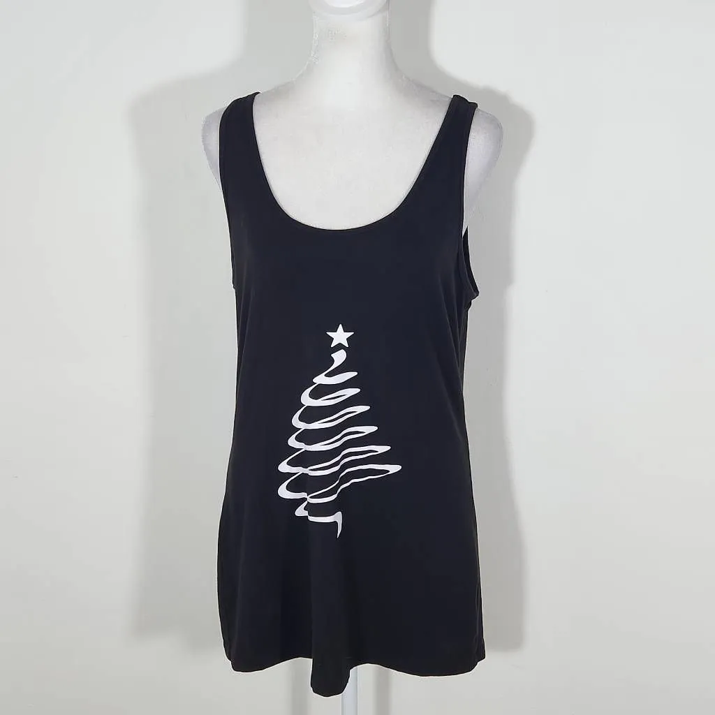 Maurices Black Christmas Tree Tank Top Size Large Holiday Tank Top Christmas Top - Image 2