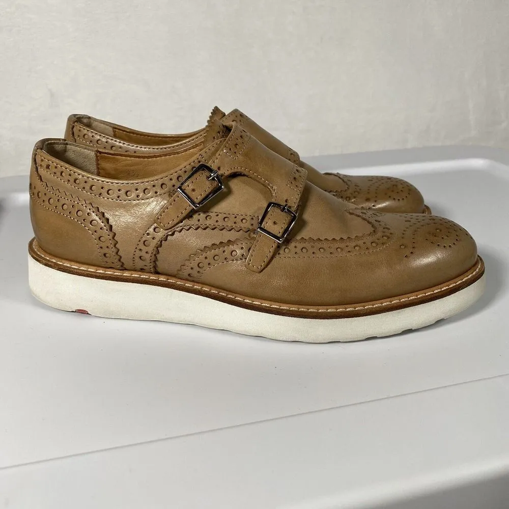 Lloyd Brogue Double Monk Beige Patent Leather Women Shoes Sz‎ 4.5 fits up a size Tan Size undefined - Image 4