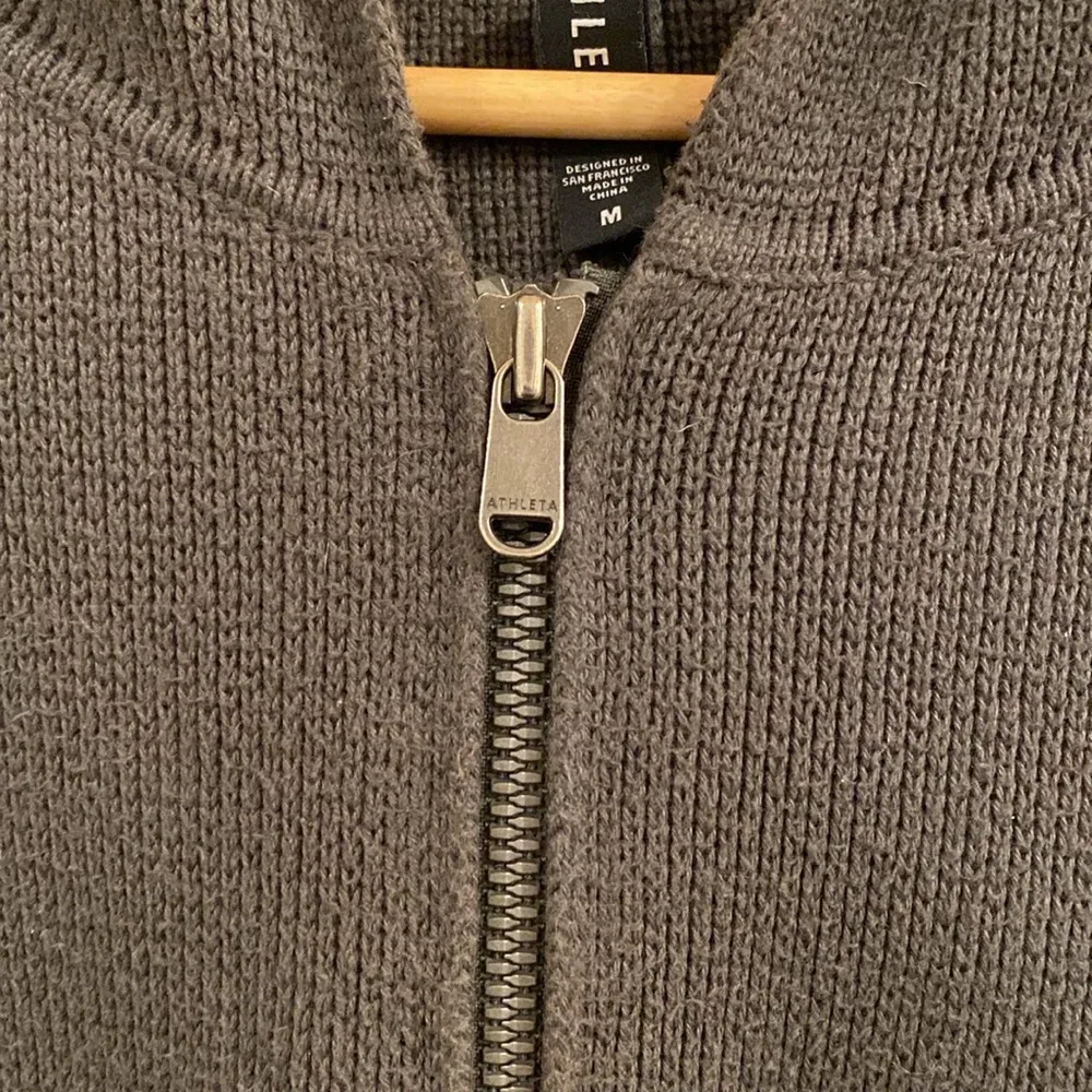 Aurora Dolman oversized full zip up sweater hoodie Gray/Green size Medium - Image 3