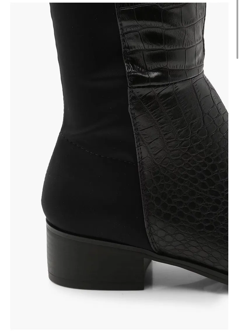 Boohoo Over The Knee Croc Boots - Image 4