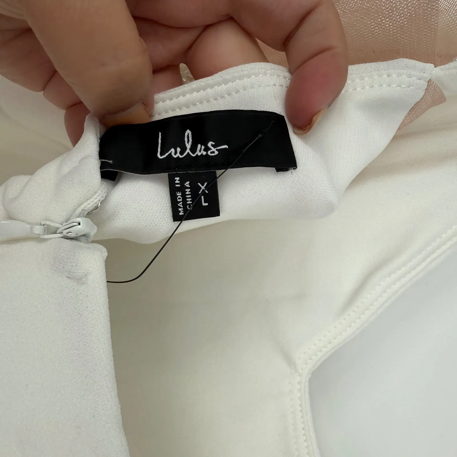 Lulus Love Aglow White Pearl Beaded Sleeveless Straight Leg Jumpsuit Size XL - Image 8