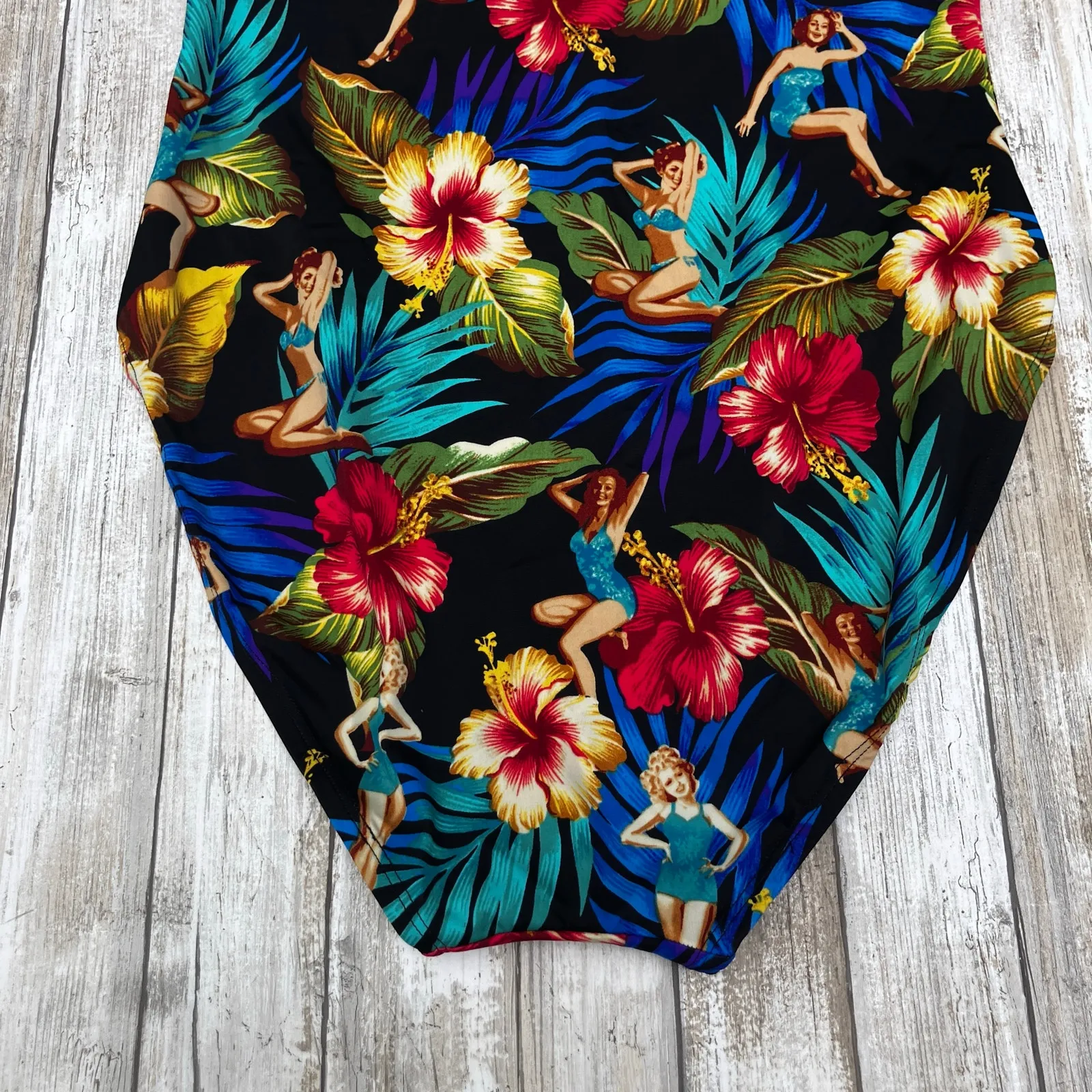 VTG Swimsuit Kathy Ireland One Piece Med Deadstock Floral Tropical Beach Resort - Image 9