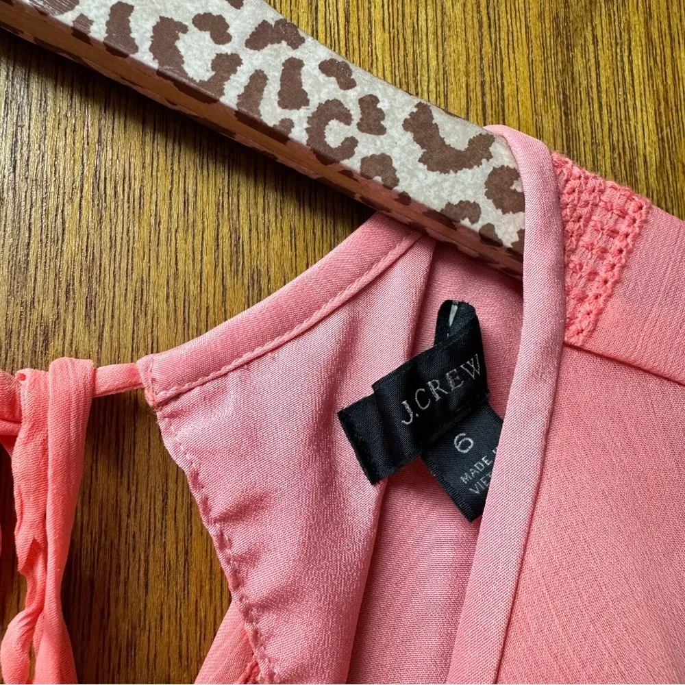 J. Crew Embroidered Flowy Chiffon Short Sleeve Pleated Skirt Midi Dress Pink 6 - Image 7