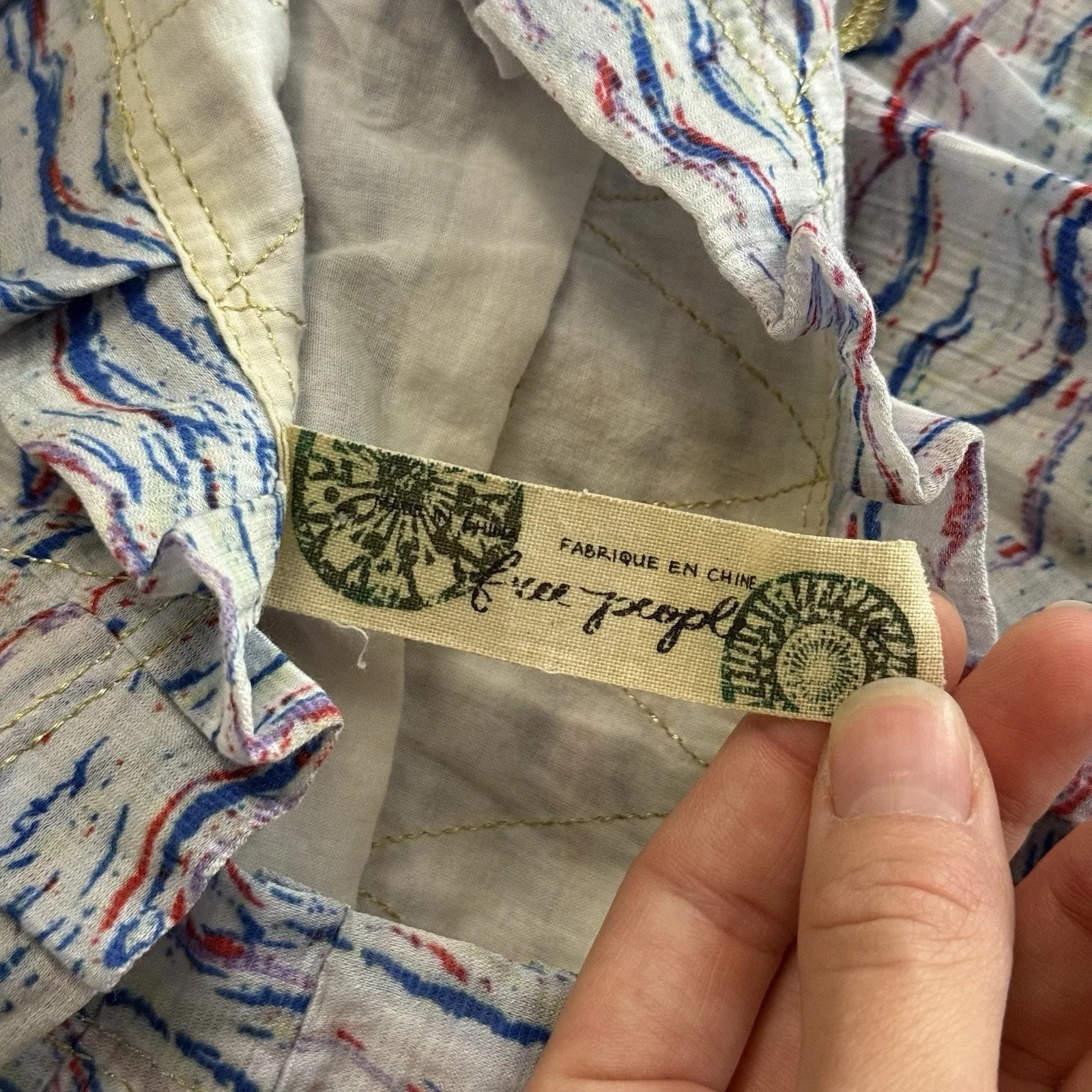 Free People Red White Blue Crinkle Mini Skirt Taylor Swift Style Size 4 (S/M) - Image 3