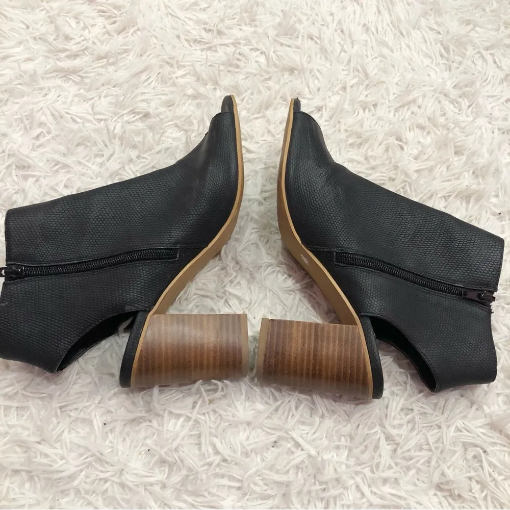 Steve Madden notedd Faux‎ Leather Peep Toe Block heel Bootie black size 9 - Image 5