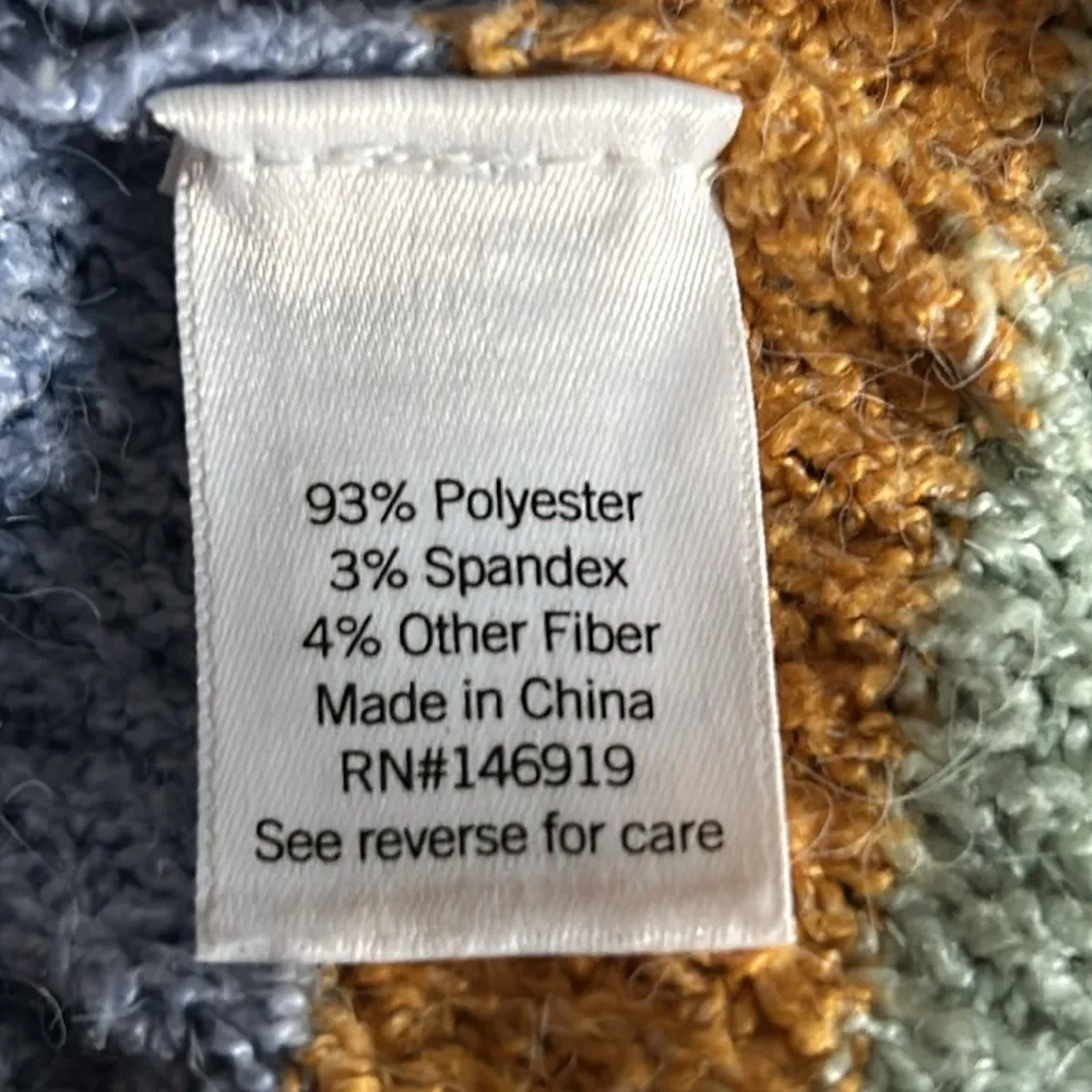 SO Women’s Oversized Fuzzy Waffle Knit Mock Neck Cozy Striped Sweater - Image 6