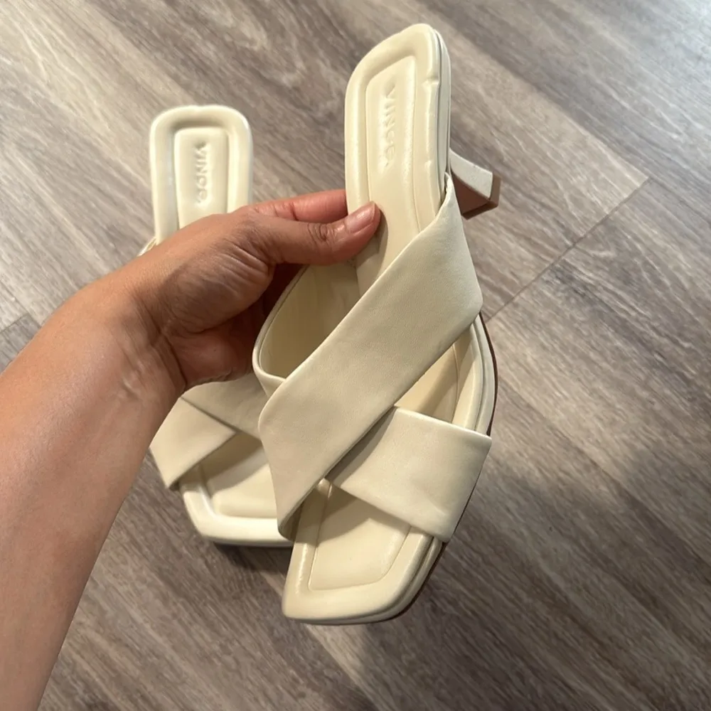 Vince Women's Cream Criss Cross-Strap Sandals Cecilia Square toe Elegant Shoes 9 - Image 2