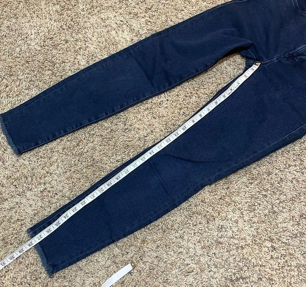 Good American Good Legs Frayed Hem Dark Wash Blue Skinny Jeans Size 0/25 - Image 12