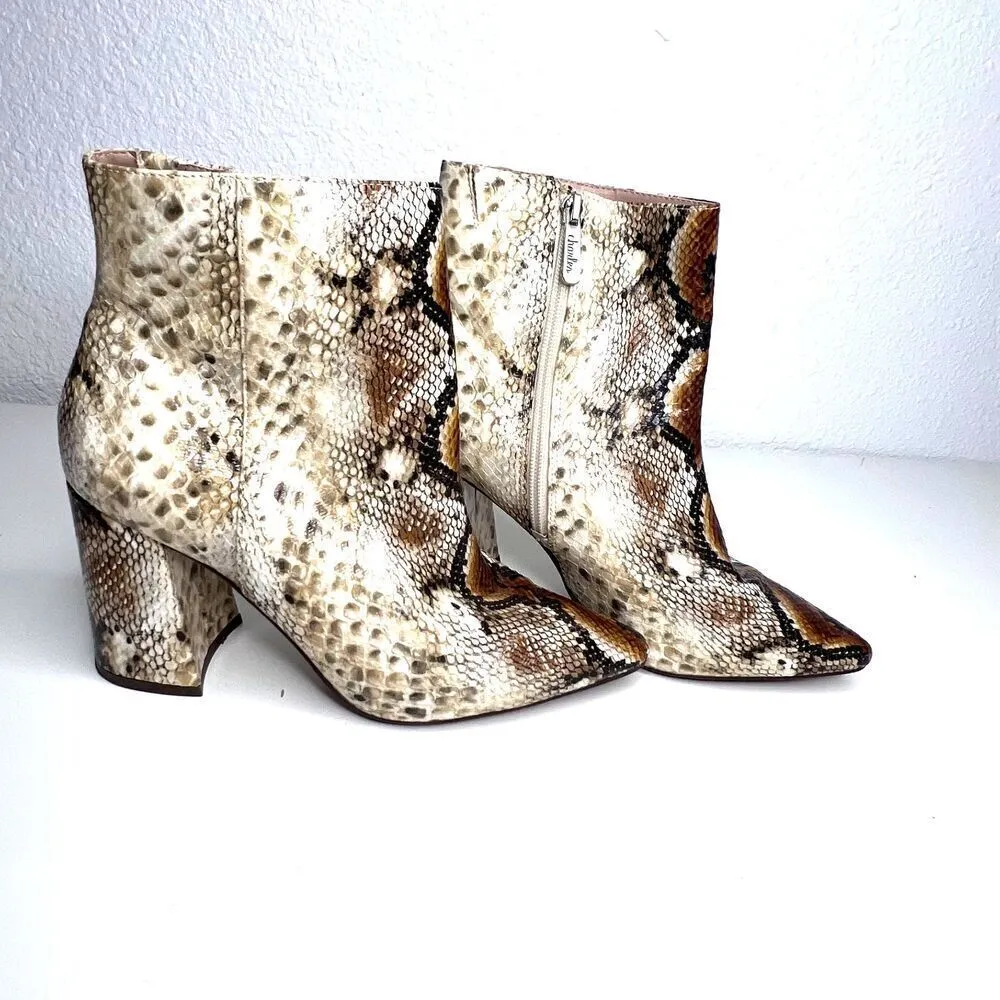 Charles David Ankle Boot print snake Women Block Heel Pointed Toe size 8.5 - Image 10