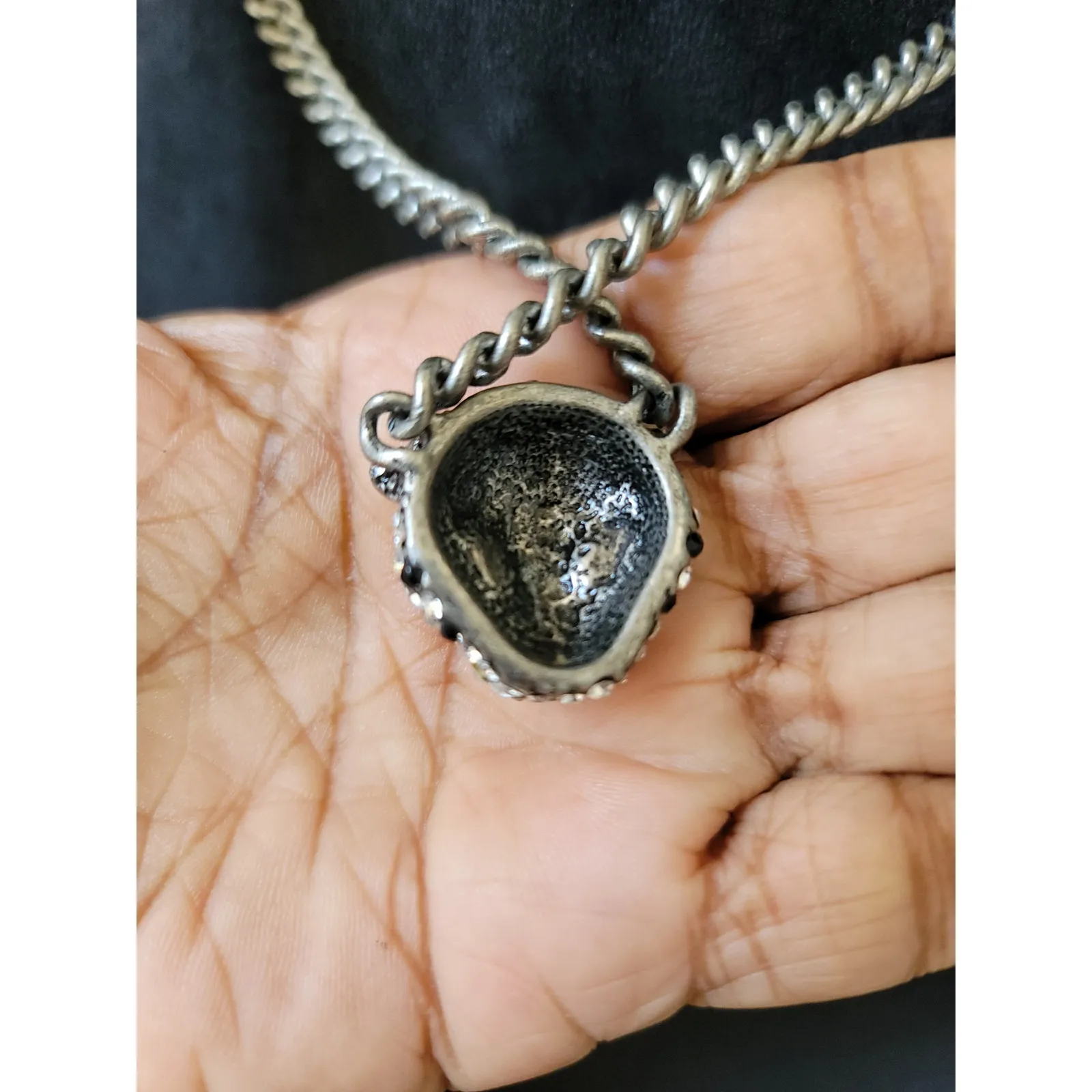 Women's Panther Head Rhinestone Necklace With Green Eyes And Lobster Clasp Lock Gray - Image 5