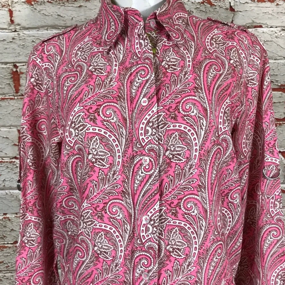 Robert Graham Shirt Size Small Pink Paisley Cowgirl Long Sleeve Blouse Top Rodeo - Image 2