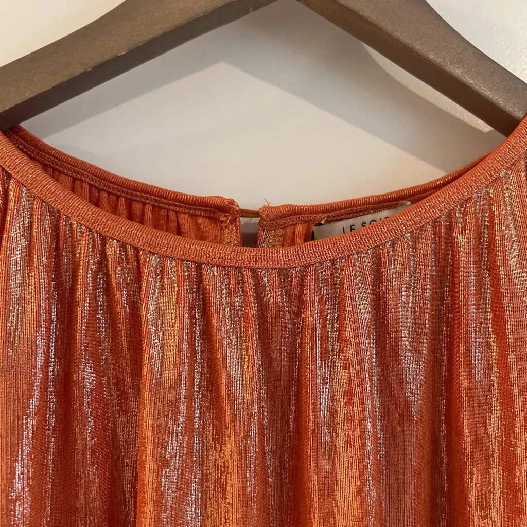 Molly Bracken Shimmery Sleeveless Top Copper Orange Size S - Image 2