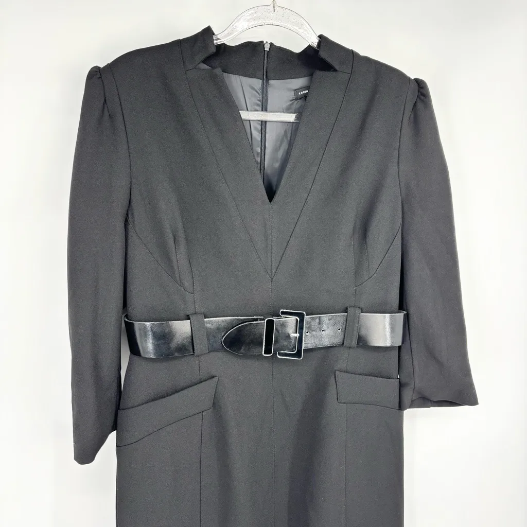 Karen Millen Compact Stretch Belted Forever Pencil Midi Dress Size 12 - Image 3