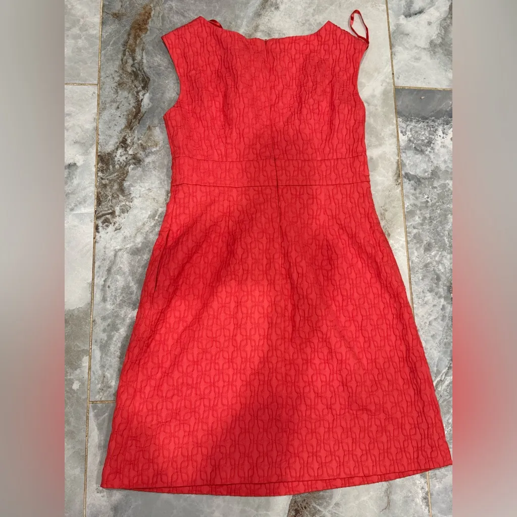 Sandra Darren  Vibrant Red Patterned Dress - Image 11