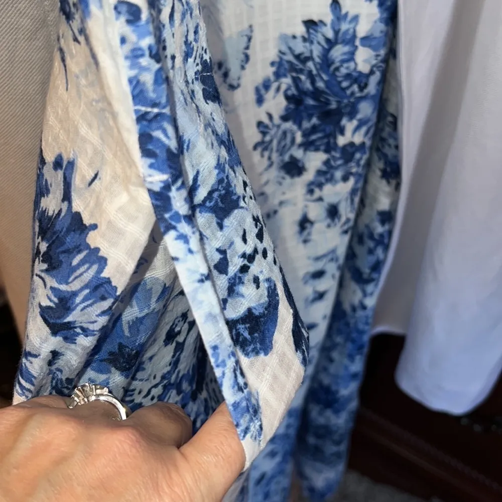 J. Jill white duster large petite & large dress w pockets blue white porcelain Size undefined - Image 12