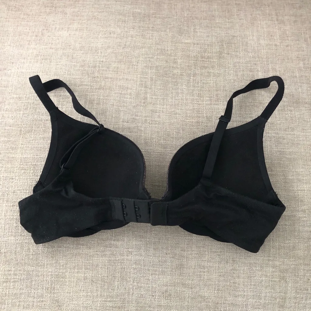 Victoria’s Secret Fabulous Plunge Sexy Mesh Sequin Push-Up Bra 32B Black - Image 3