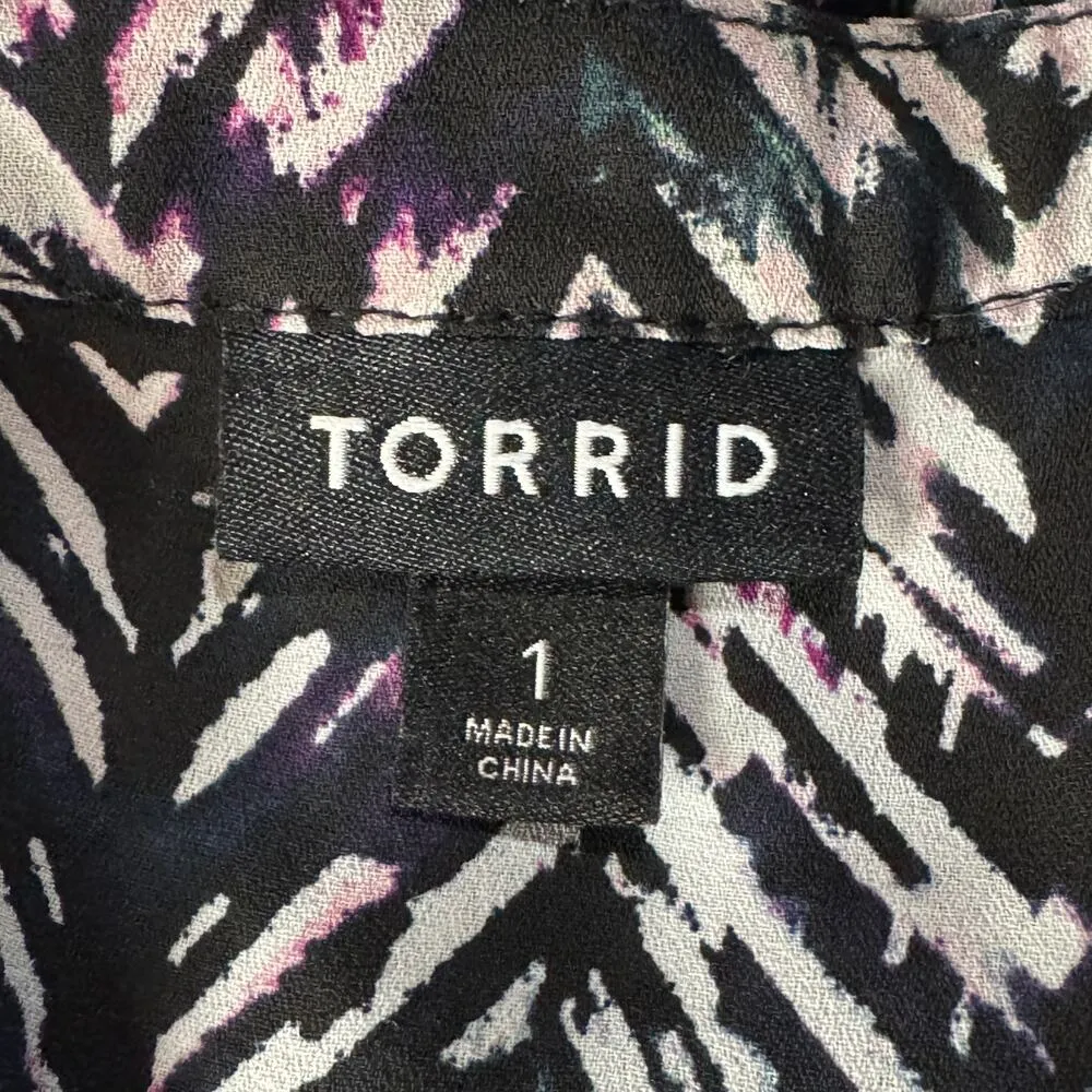 Torrid SZ 1 (1X-Large) Top Abstract Chevron Dolman Sleeves V-Neck Zipper Pockets - Image 7