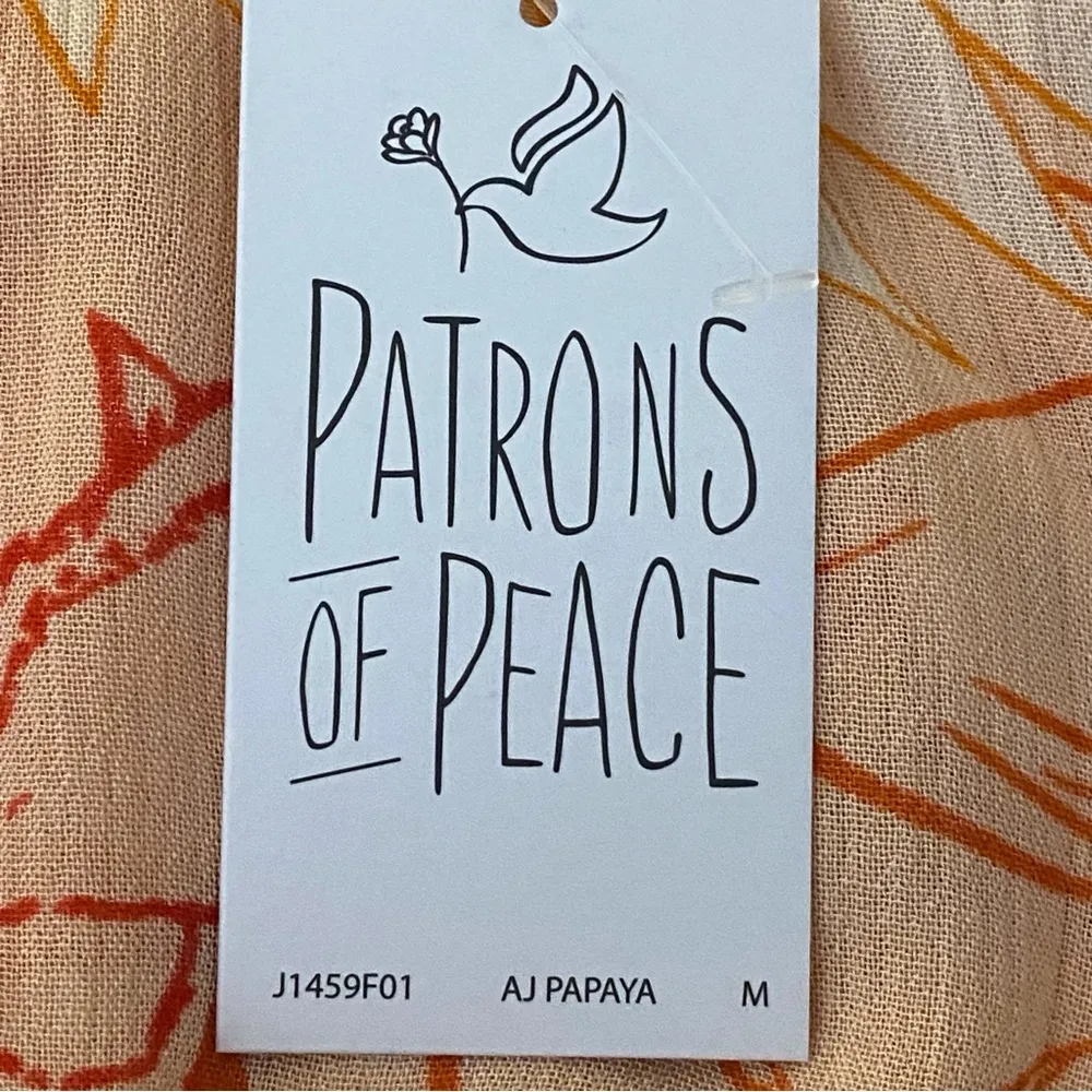 PATRONS OF PEACE coral and cream flutter sleeve cropped top. Size Medium. NWT - Image 6