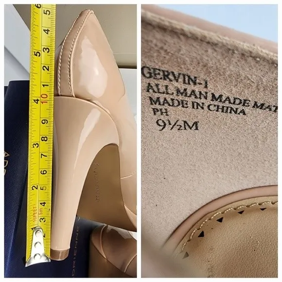 Adrienne Vittadini Gervin Nude Heels Peep Toe Patent Pumps Beige NIB 9.5 - Image 8