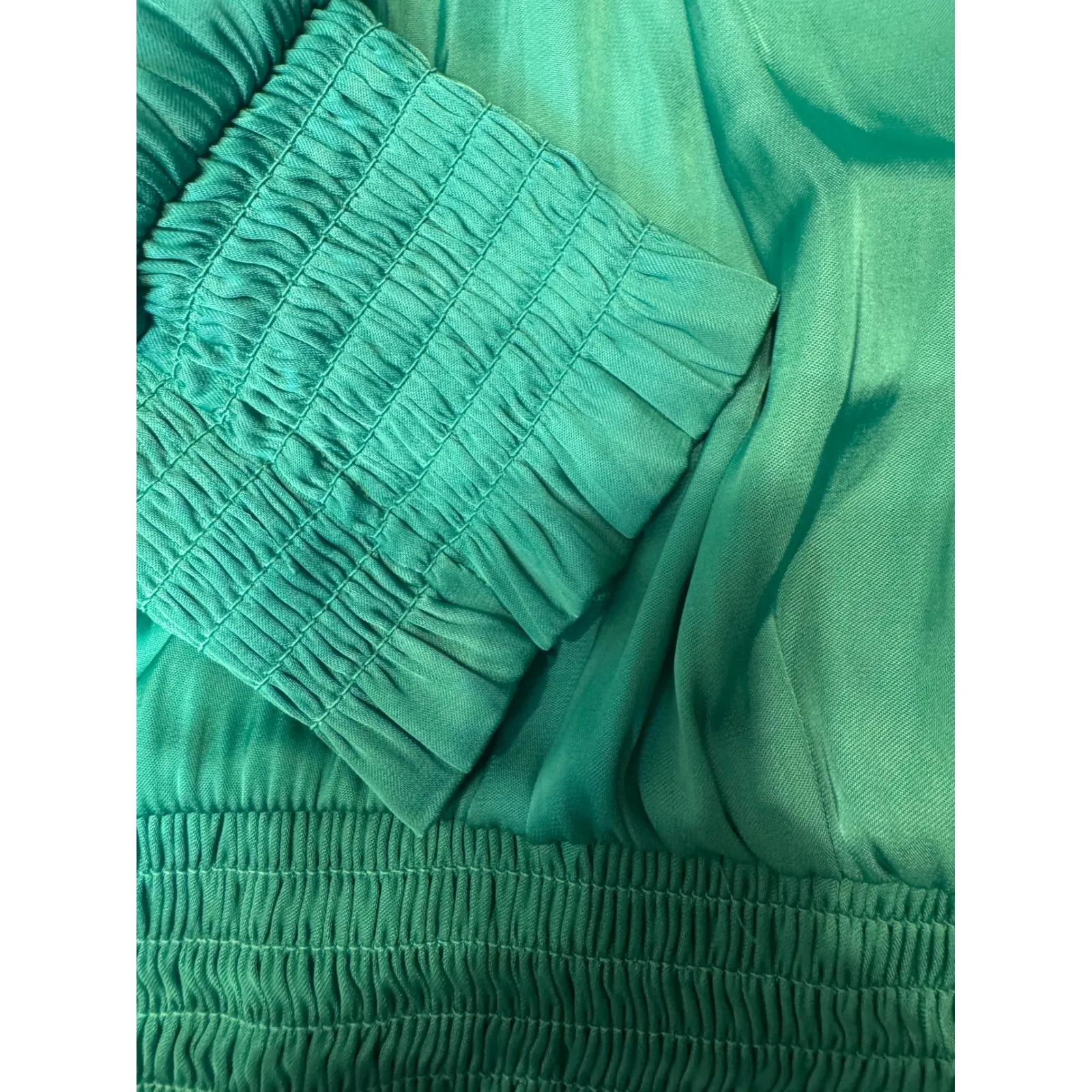 RACHEL Rachel Roy Emerald Green Ruched Elastic Waist V Neck Long Sleeve Blouse M - Image 5