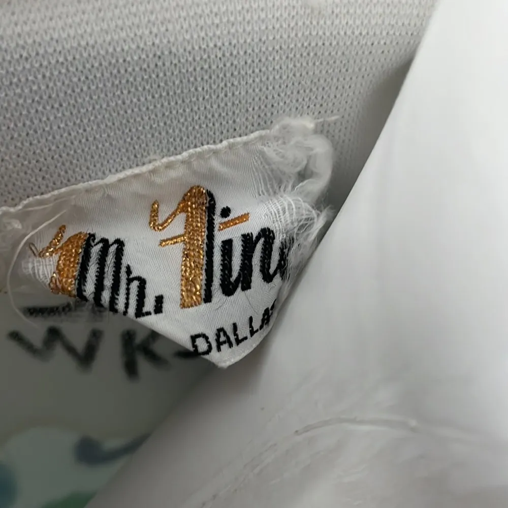 Vintage Polyester Seashell Button Down Collar Shirt White - Image 7