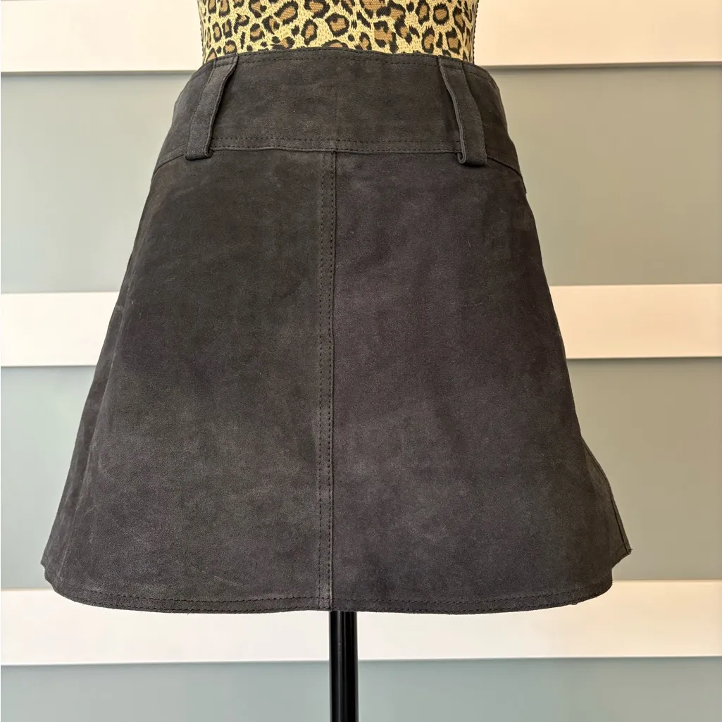 Urban Outfitters Charcoal Suede A-Line Skirt - Image 3