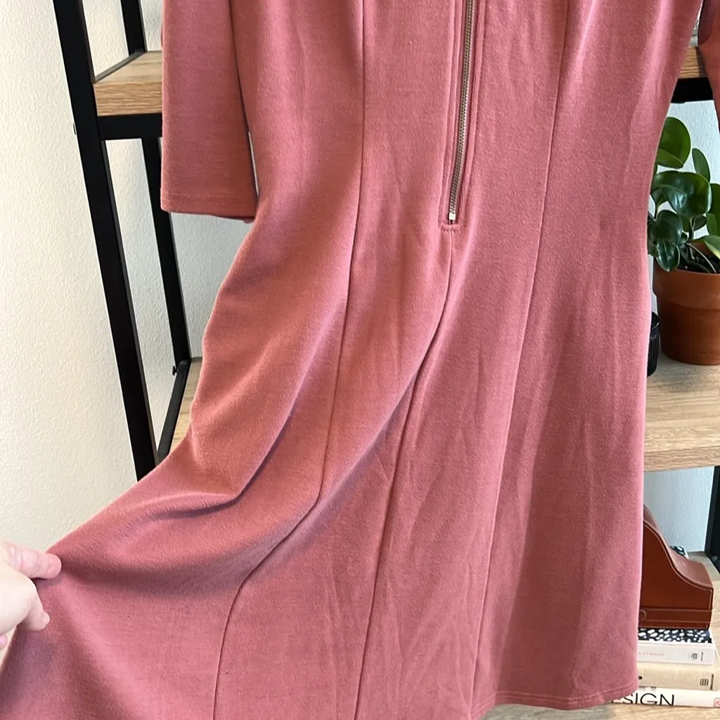 Roolee Stretch Rib Knit Long Sleeve Zip Front Dress w/Pockets!, S - Image 4