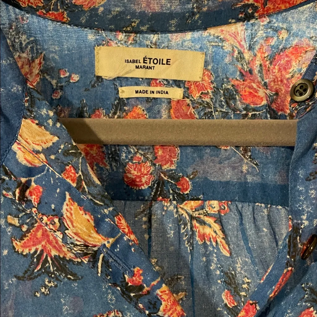 EUC Isabel Marant Etoile blue floral popover top - Image 2