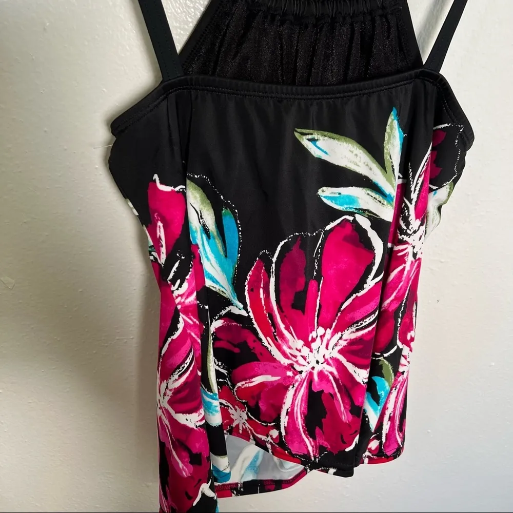 Maxine of Hollywood Tankini Top Black Pink Floral - Image 5
