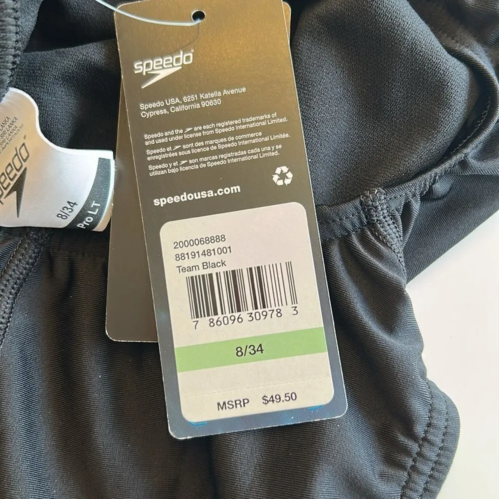 SPEEDO Solid Super Proback Lt One Piece Swimsuit, Black, Size 8/34, NWT - Image 7