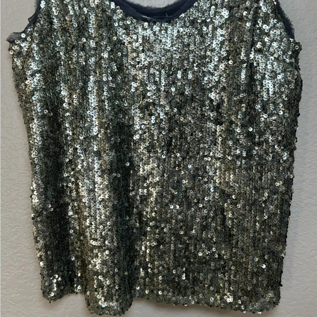 Velvet by Graham and Spencer Garbanni Leyla Sequin Tank in Steel Small NEW $199 Silver - Image 9