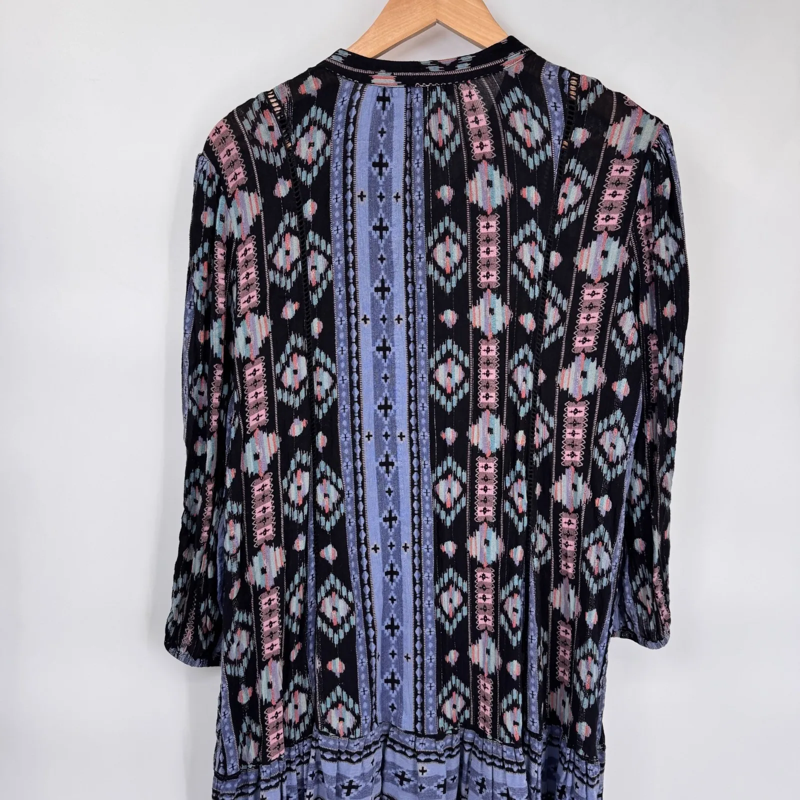 Holding Horses Anthropologie Dress Womens Large Blue Southwestern Aztec Print - Image 7