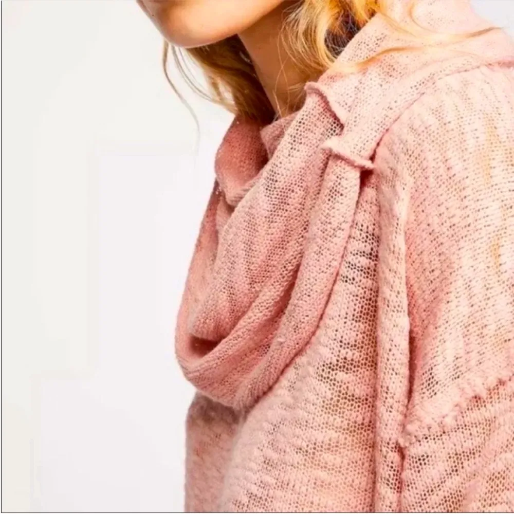 FP Beach Breezy Cowl Neck Crop Knit Long Sleeve Sweater Small - Image 3